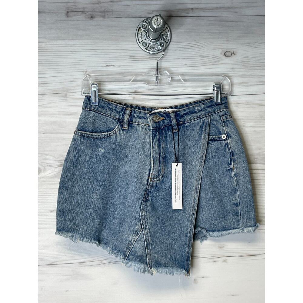 Highway Jeans Womens Shorts Juniors 5 Blue Denim Asymmetrical Cotton‎ Skort